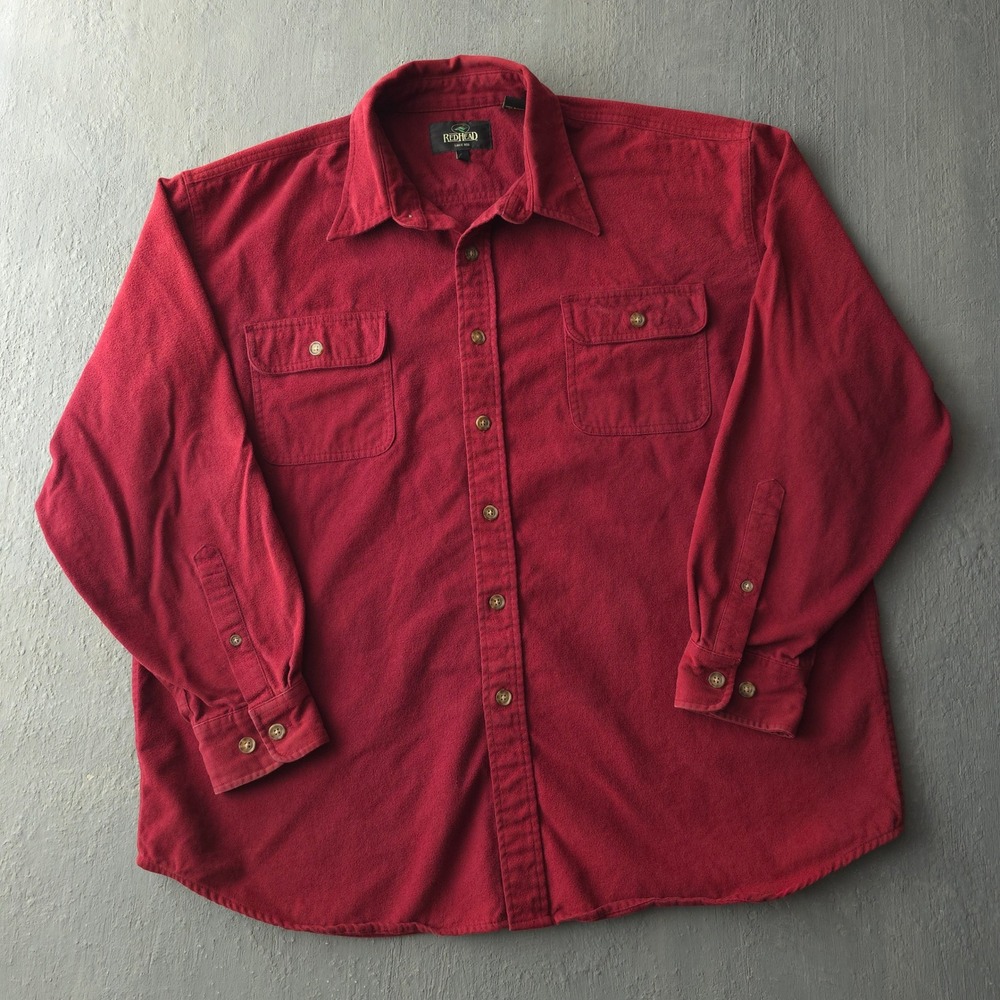 Vintage 2000s RedHead Red Button Up Shirt XL Long Sleeve Flannel